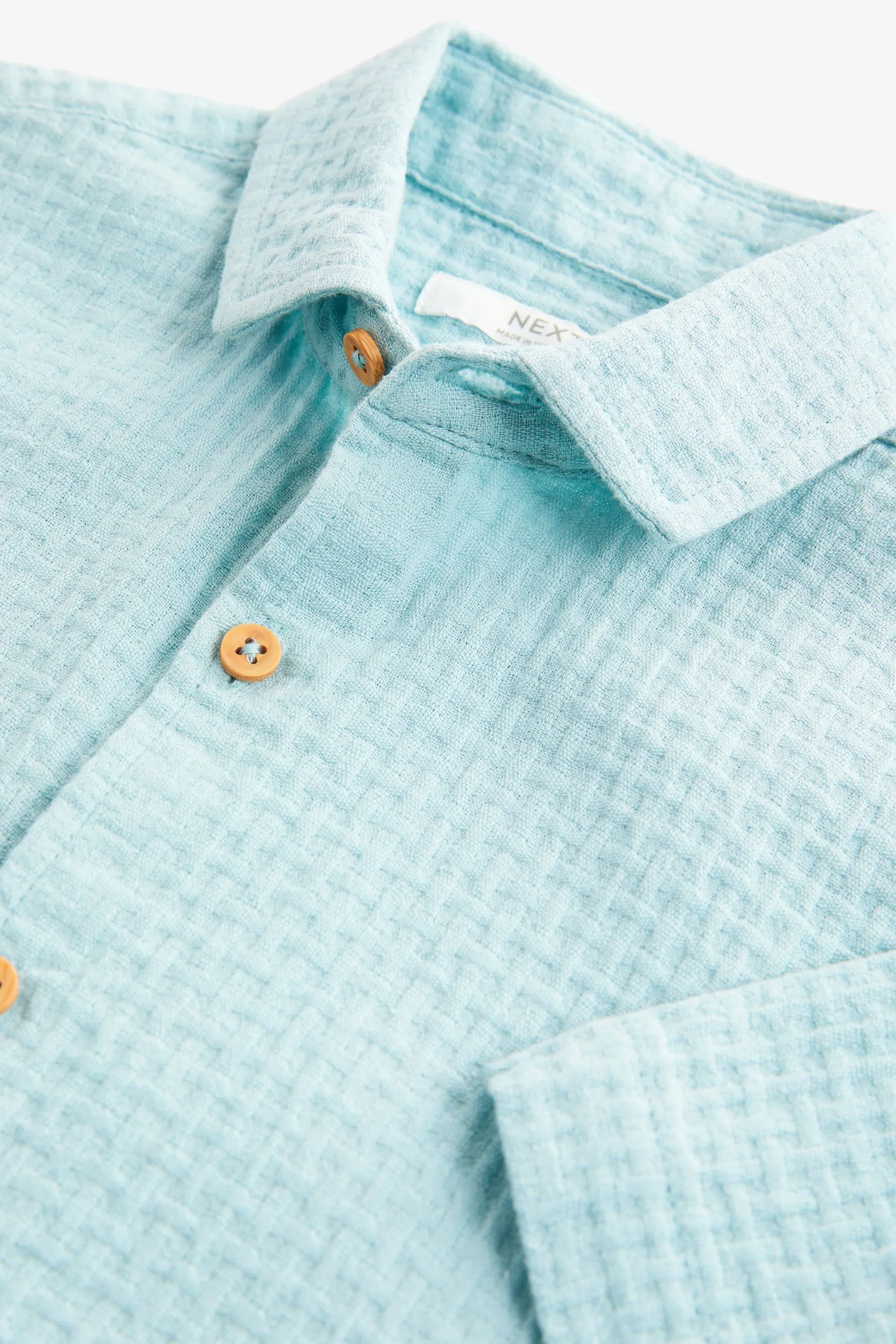 100% Cotone Maniche corte Camicia testurizzata (3-16anni)    