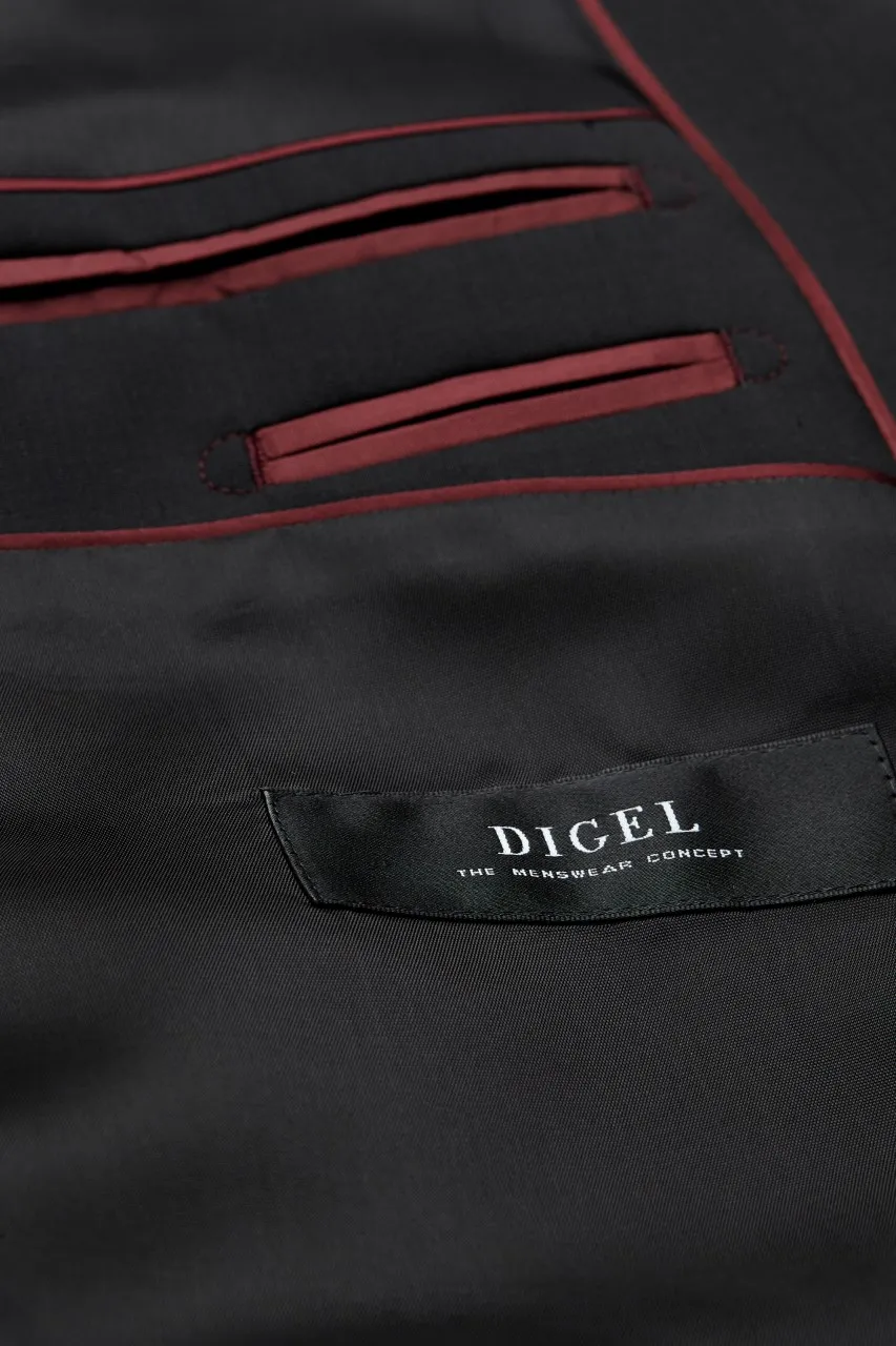 Abito nero digel drop sei modern fit in pura lana vergine marzotto super 100