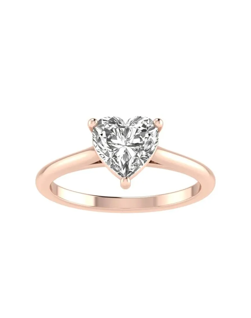 Anello Con Diamante Taglio Cuore 0.50 carati in Oro Rosa 18k