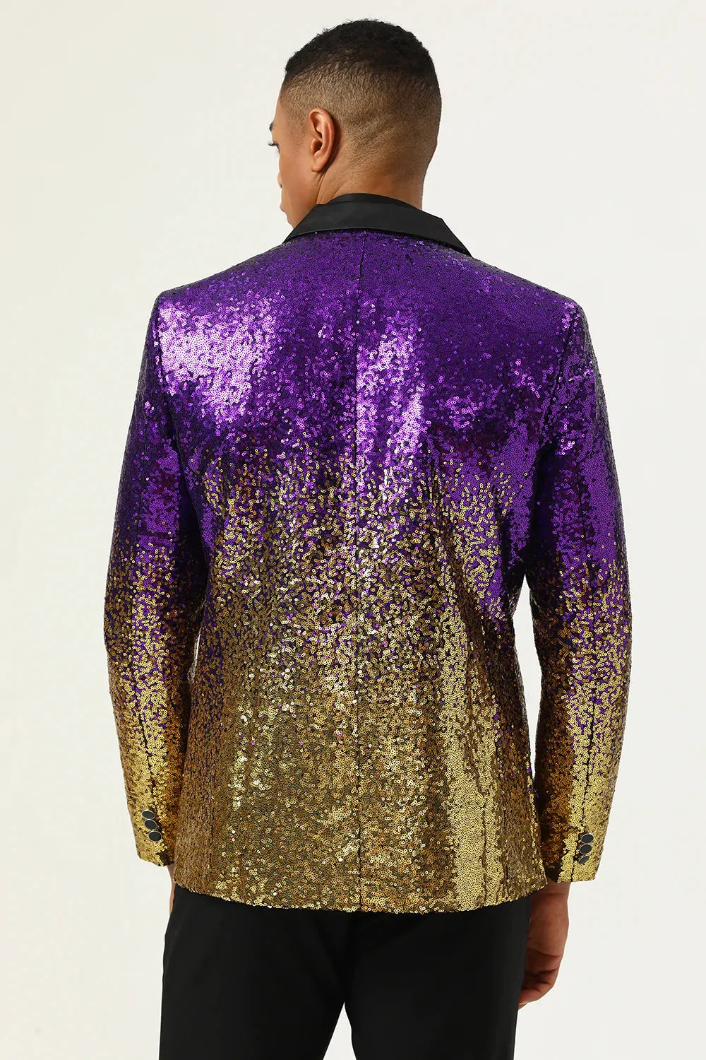 Blazer Prom uomo Sparkly Purple and Golden Sequins