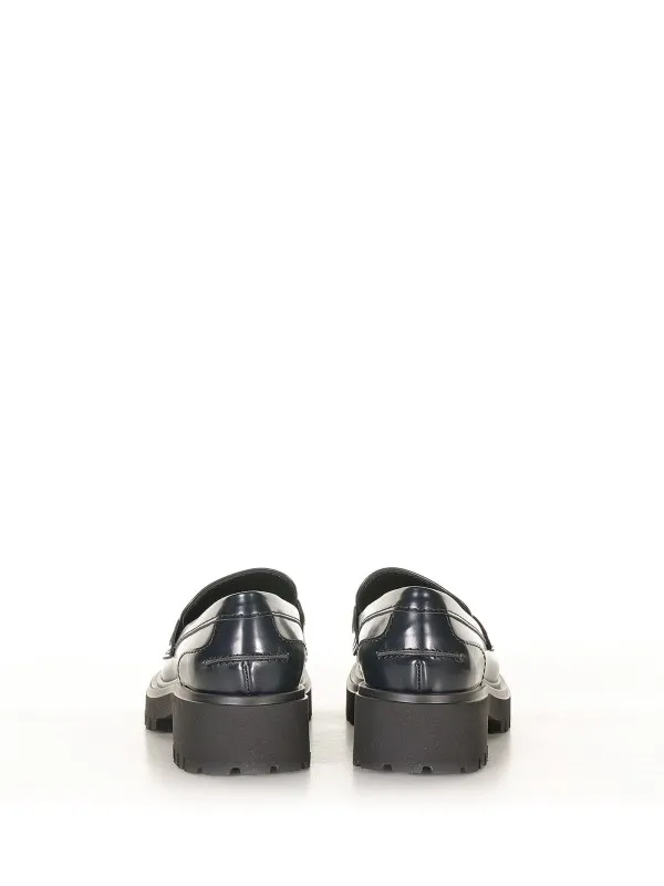 Blue leather loafers