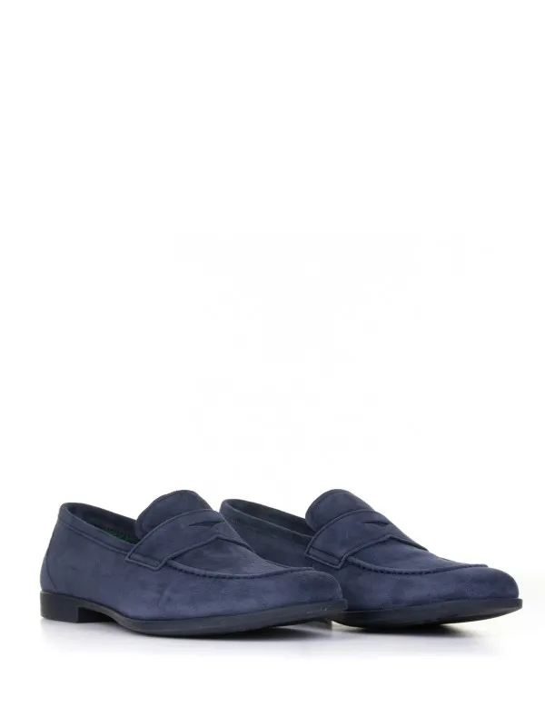 Blue suede loafer