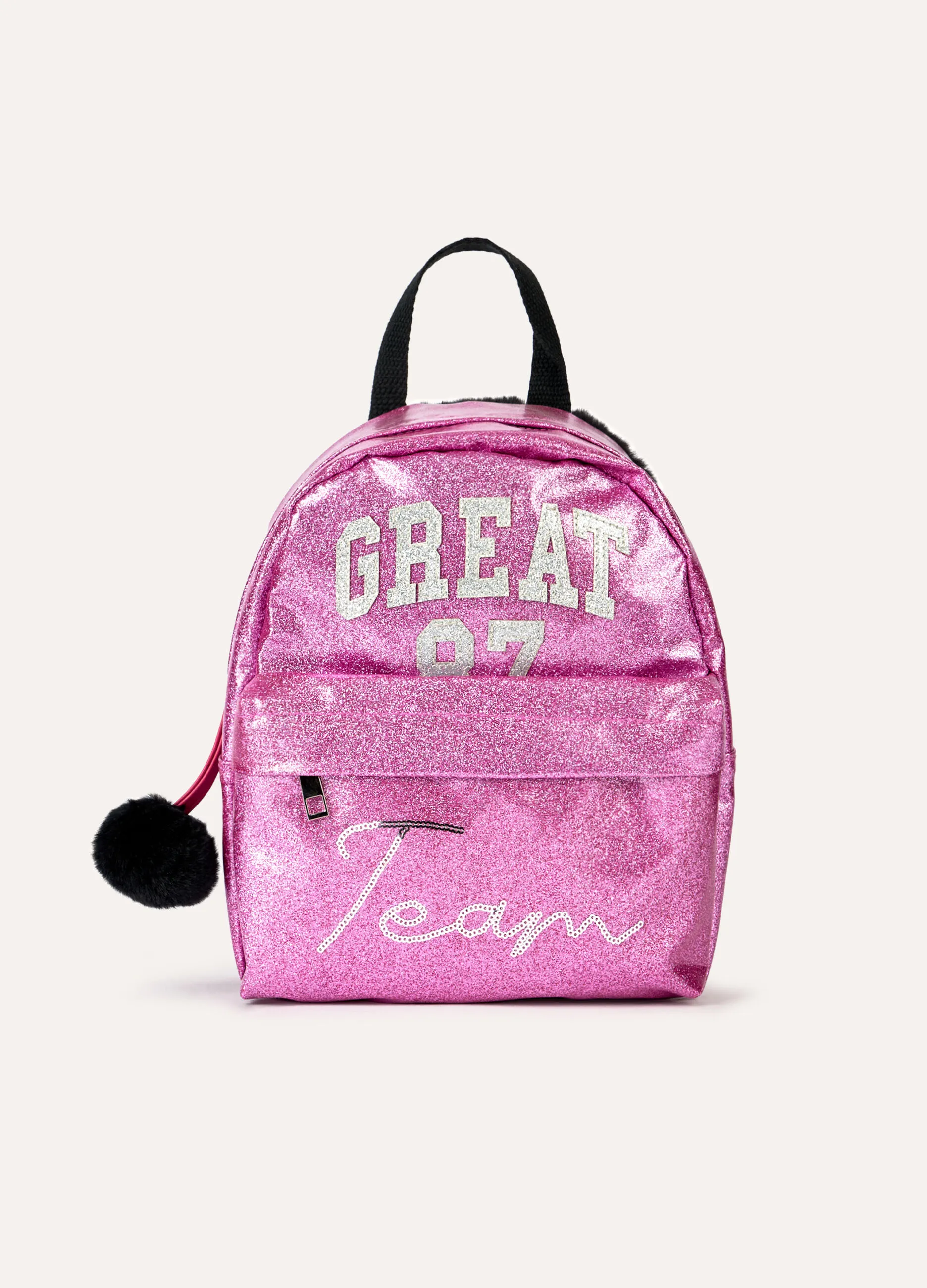 BLUKIDS  Zaino glitter con fake fur 