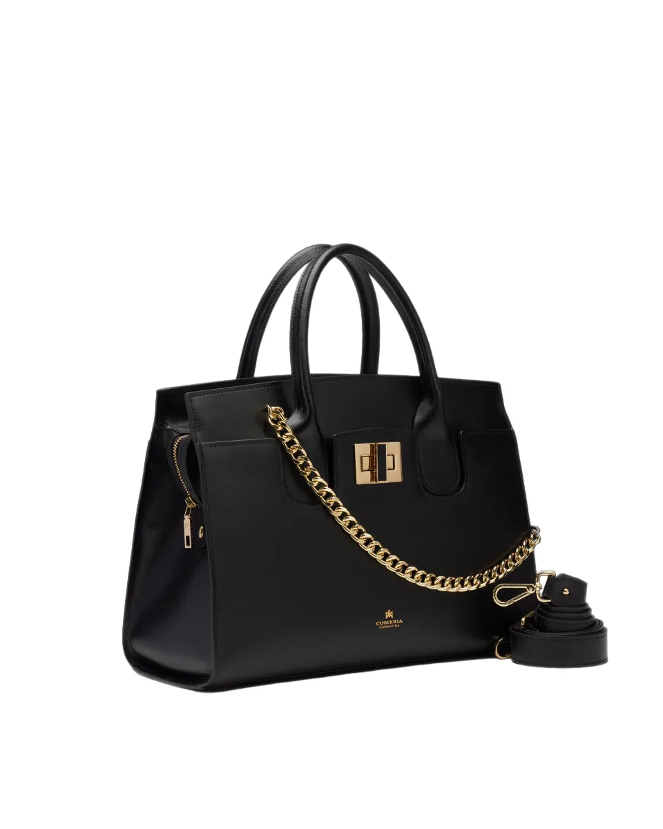BORSA A MANO CUOIERIA FIORENTINA IN PELLE BELLA TOTE BAG 5796 420 NERO