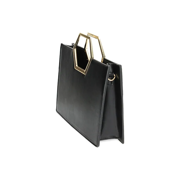 Borsa a mano nera squadrata