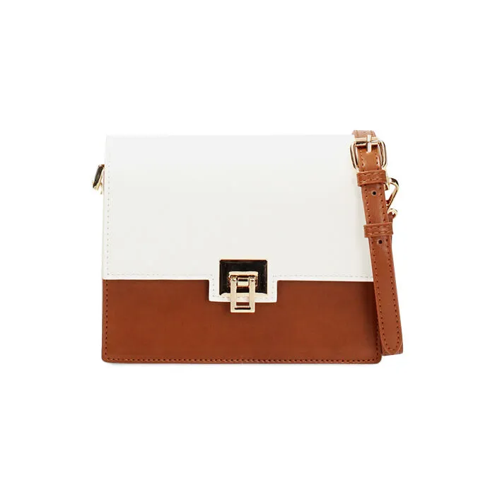 Borsa a tracolla bianca e marrone