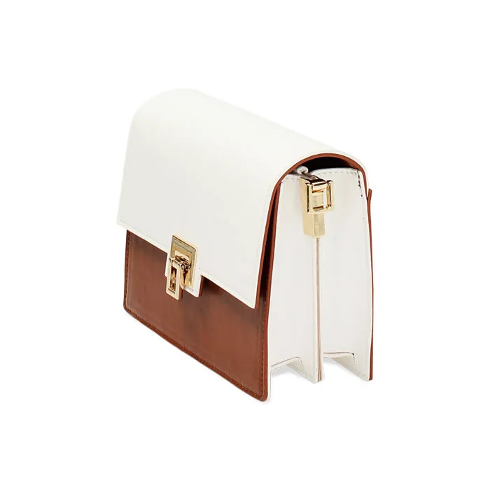 Borsa a tracolla bianca e marrone