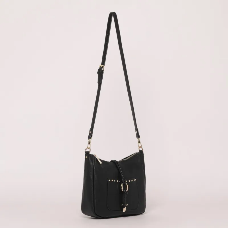 BORSA A TRACOLLA CON BORCHIE NERO