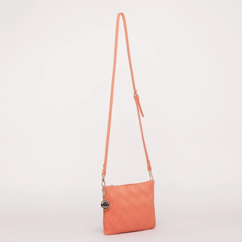 BORSA A TRACOLLA EFFETTO ONDULATO ARANCIO