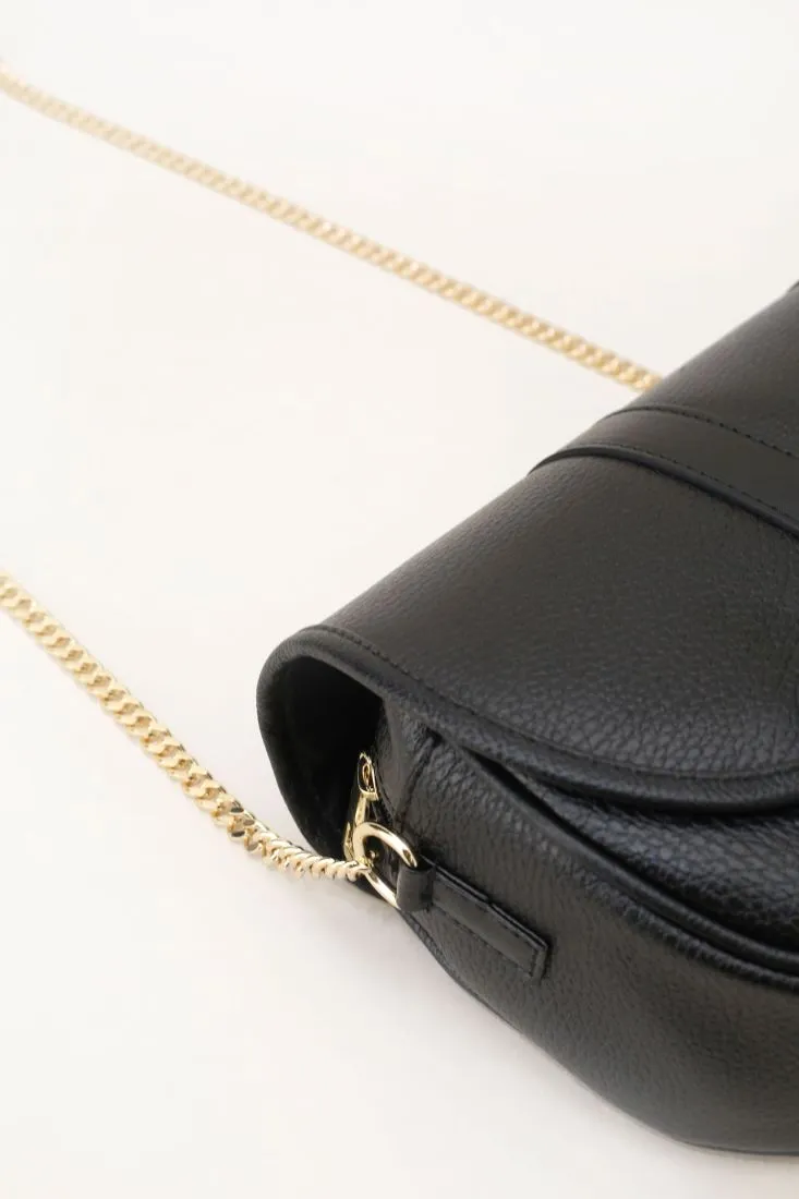 Borsa monocolour con fibbia e catenella