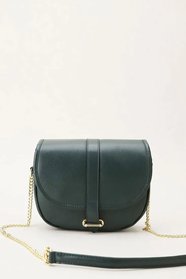 Borsa monocolour con fibbia e catenella