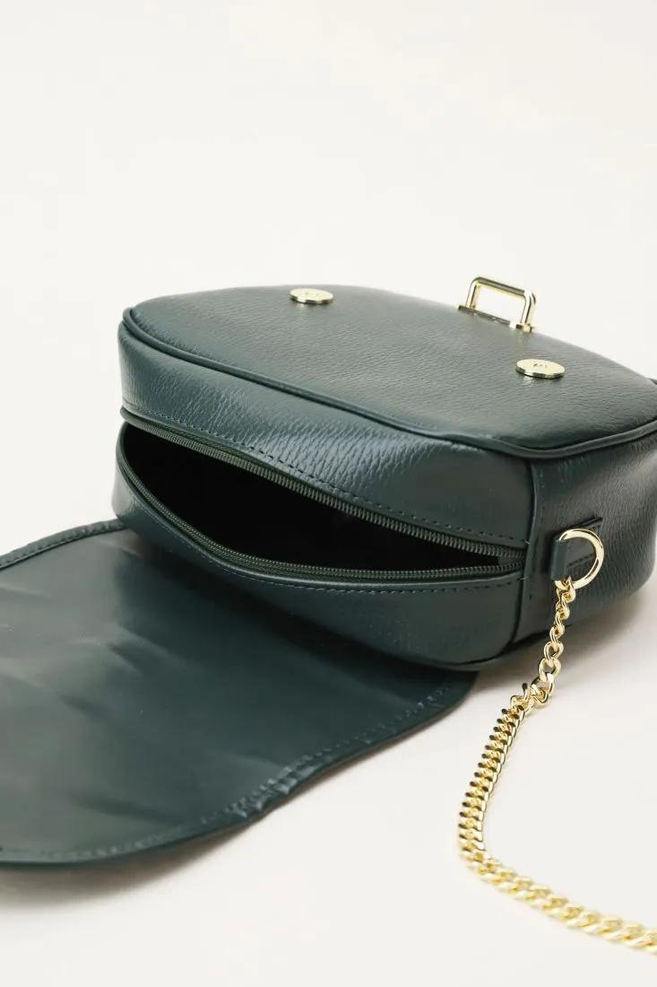 Borsa monocolour con fibbia e catenella