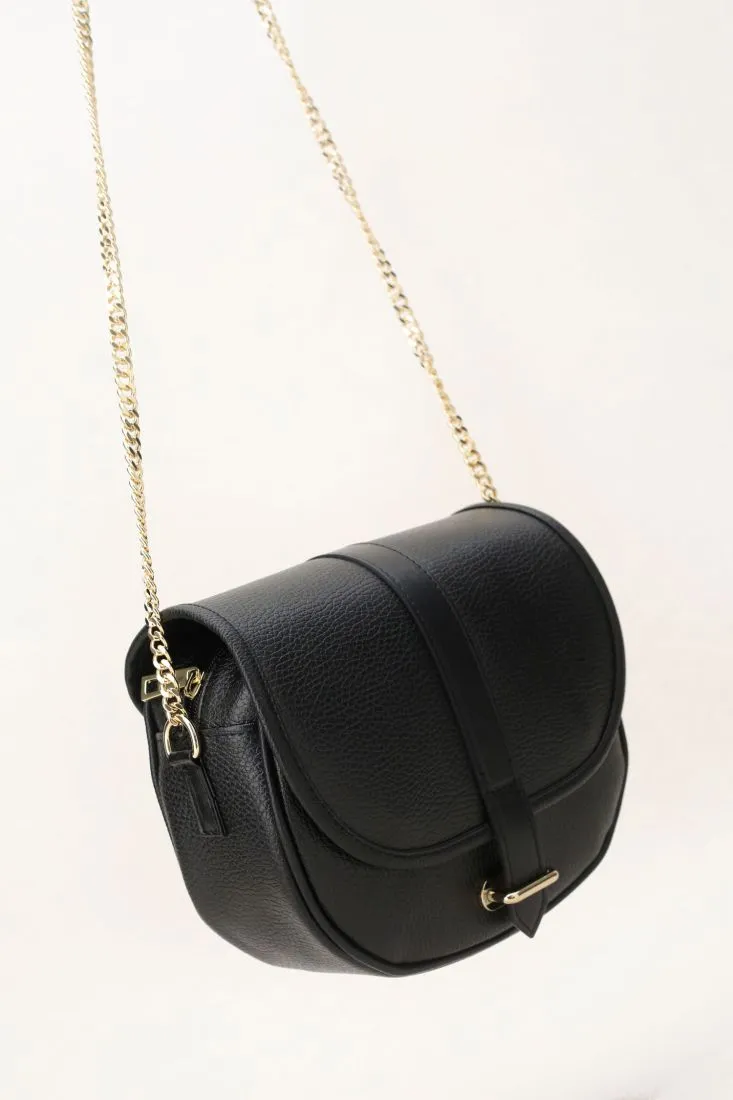 Borsa monocolour con fibbia e catenella