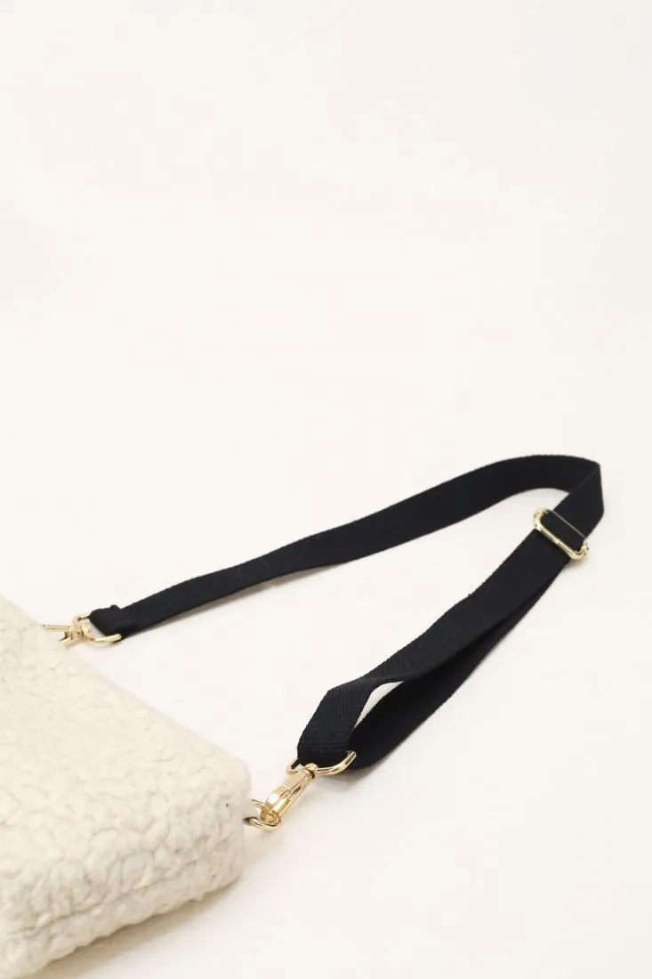 Borsa monocolour effetto pelliccia con tracolla