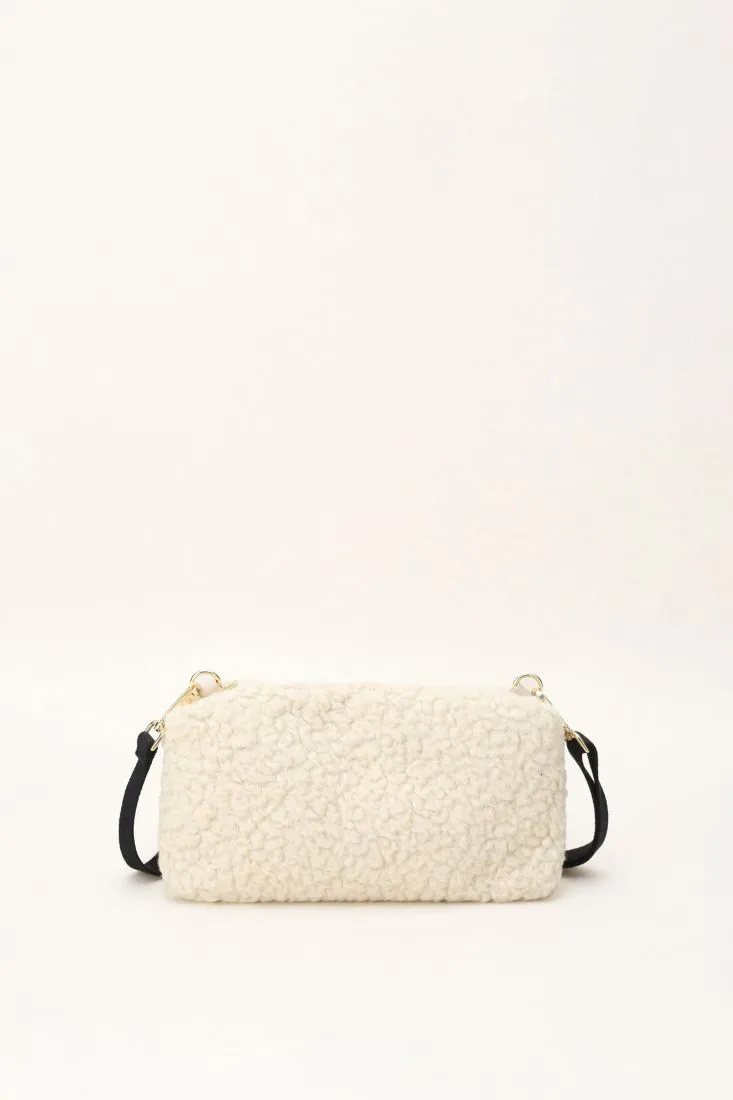 Borsa monocolour effetto pelliccia con tracolla
