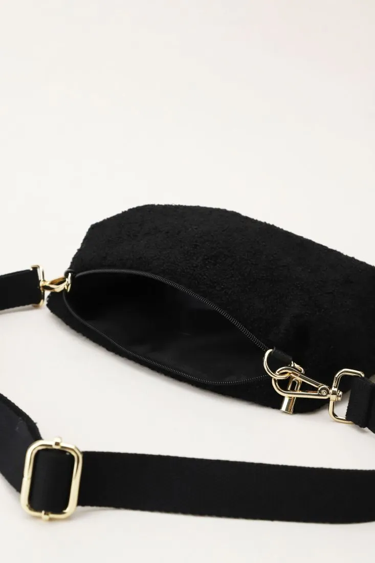 Borsa monocolour effetto pelliccia con tracolla