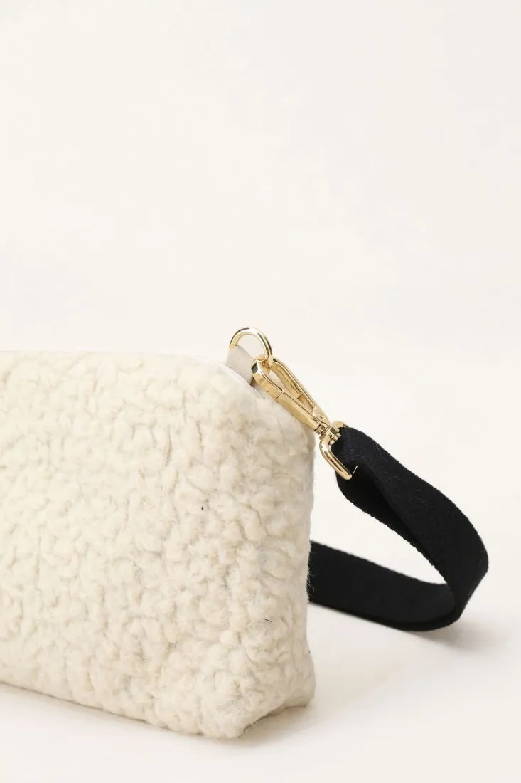 Borsa monocolour effetto pelliccia con tracolla