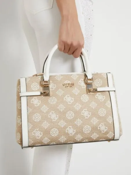 Borsa Simil Pelle Guess Loralee JG922606 Bianco Logo