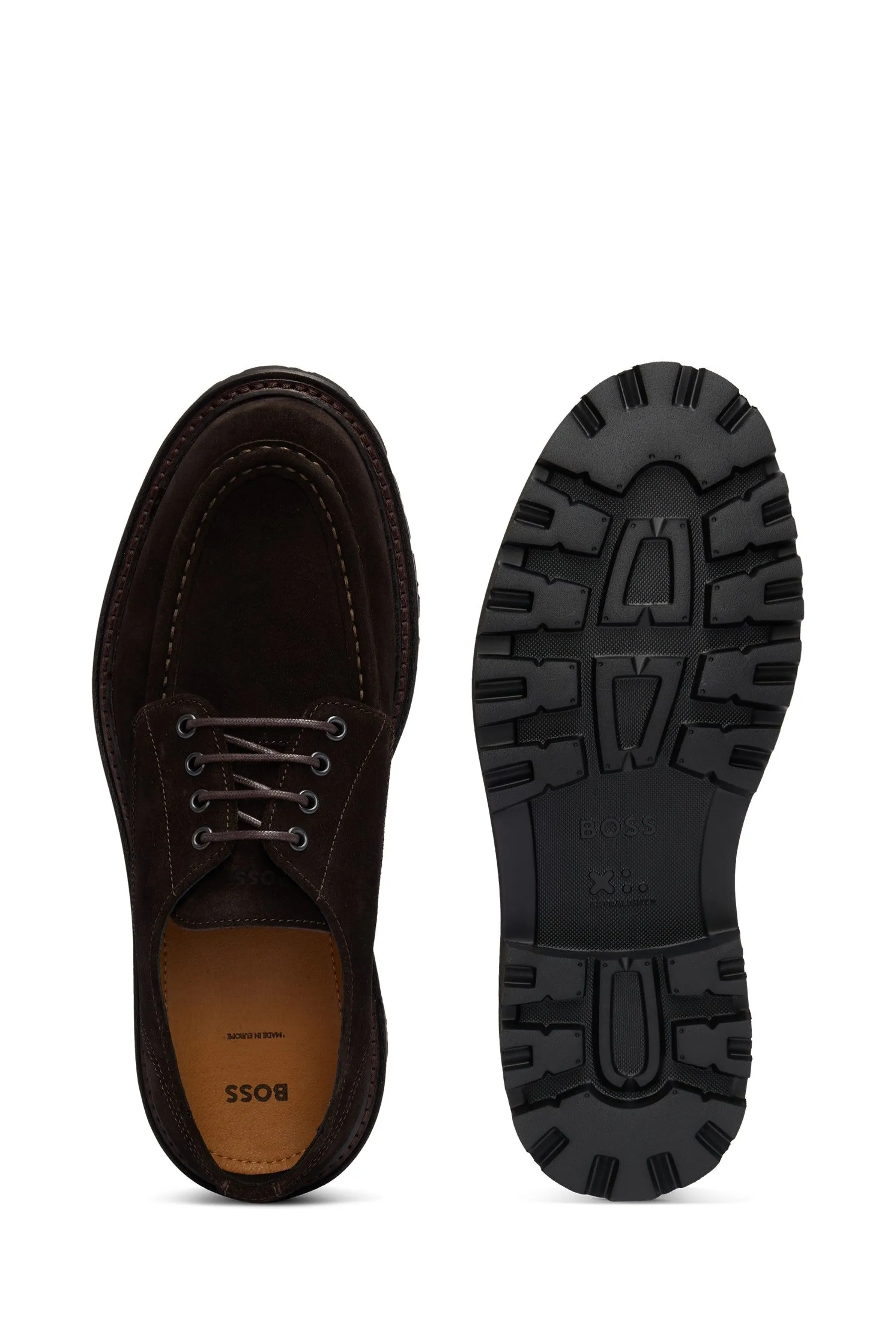 BOSS - Scarpe Derby in camoscio con punta grembiule