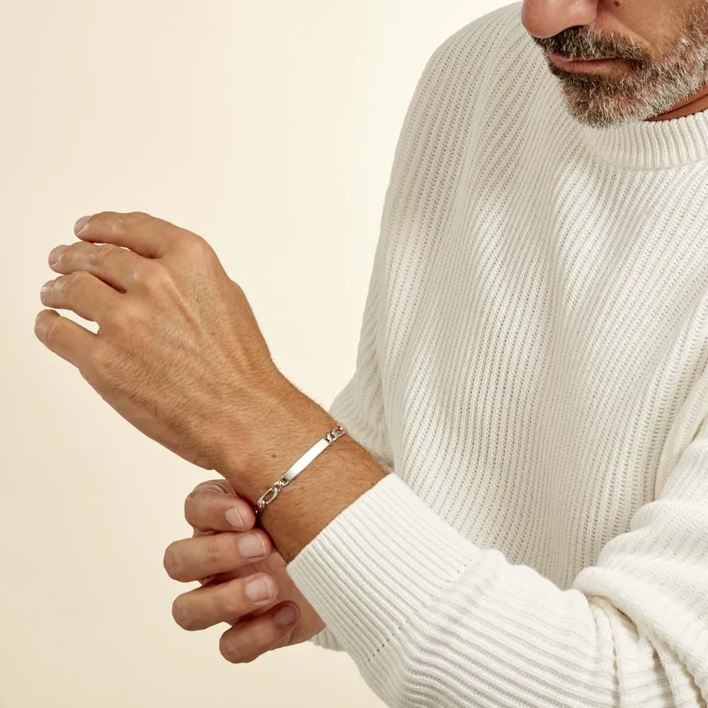 Bracciale Catena Gentleman Argento Rodiato 925/1000 Maglia Alternata 1/1 1689160