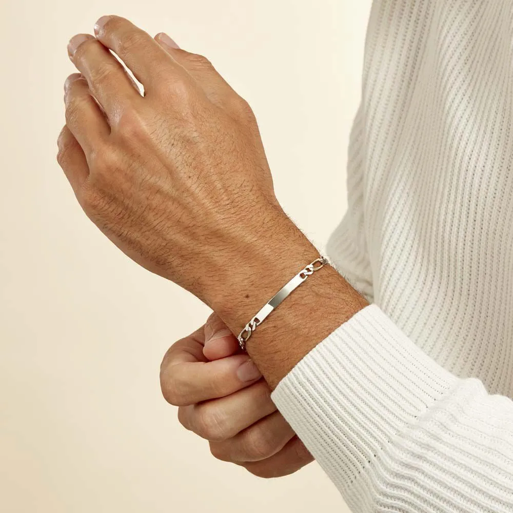 Bracciale Catena Gentleman Argento Rodiato 925/1000 Maglia Alternata 1/1 1689160