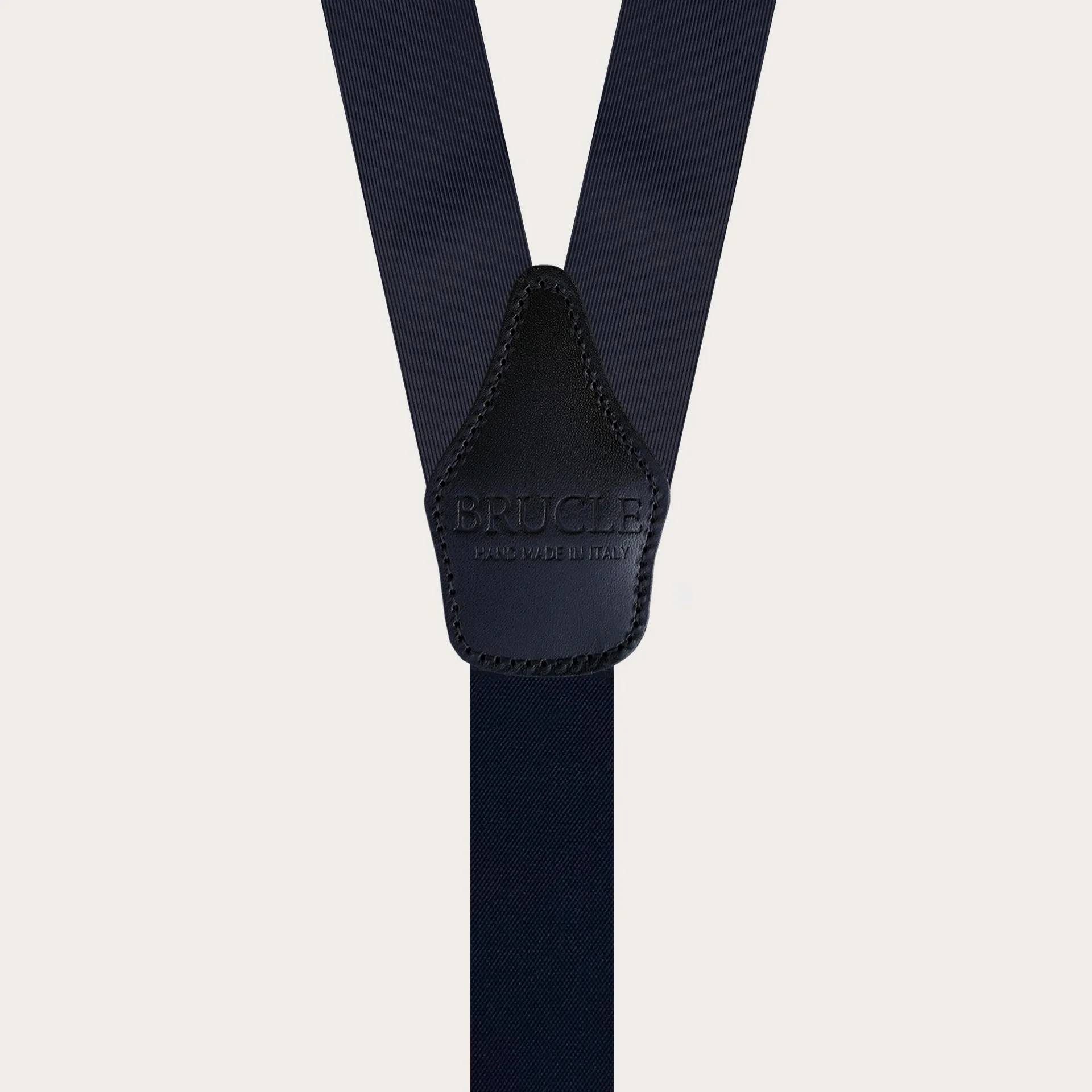 Bretelle uomo blu navy in seta con clip oro