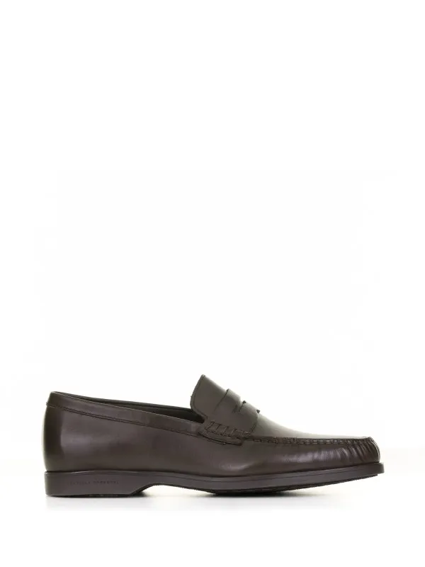 Brown leather moccasin