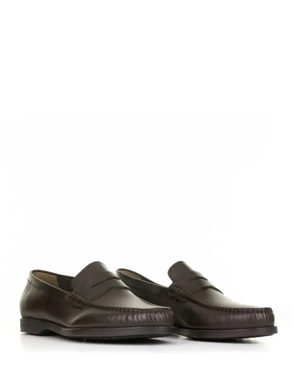 Brown leather moccasin