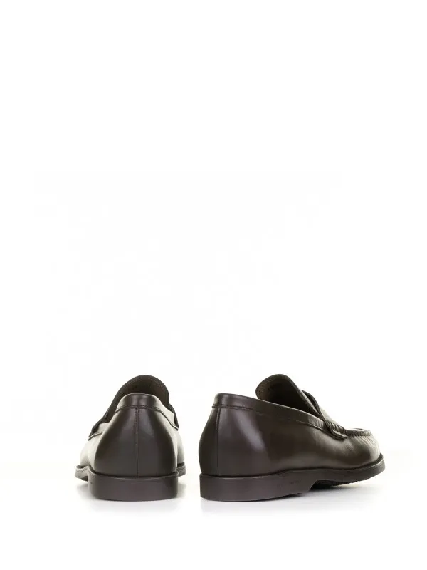 Brown leather moccasin