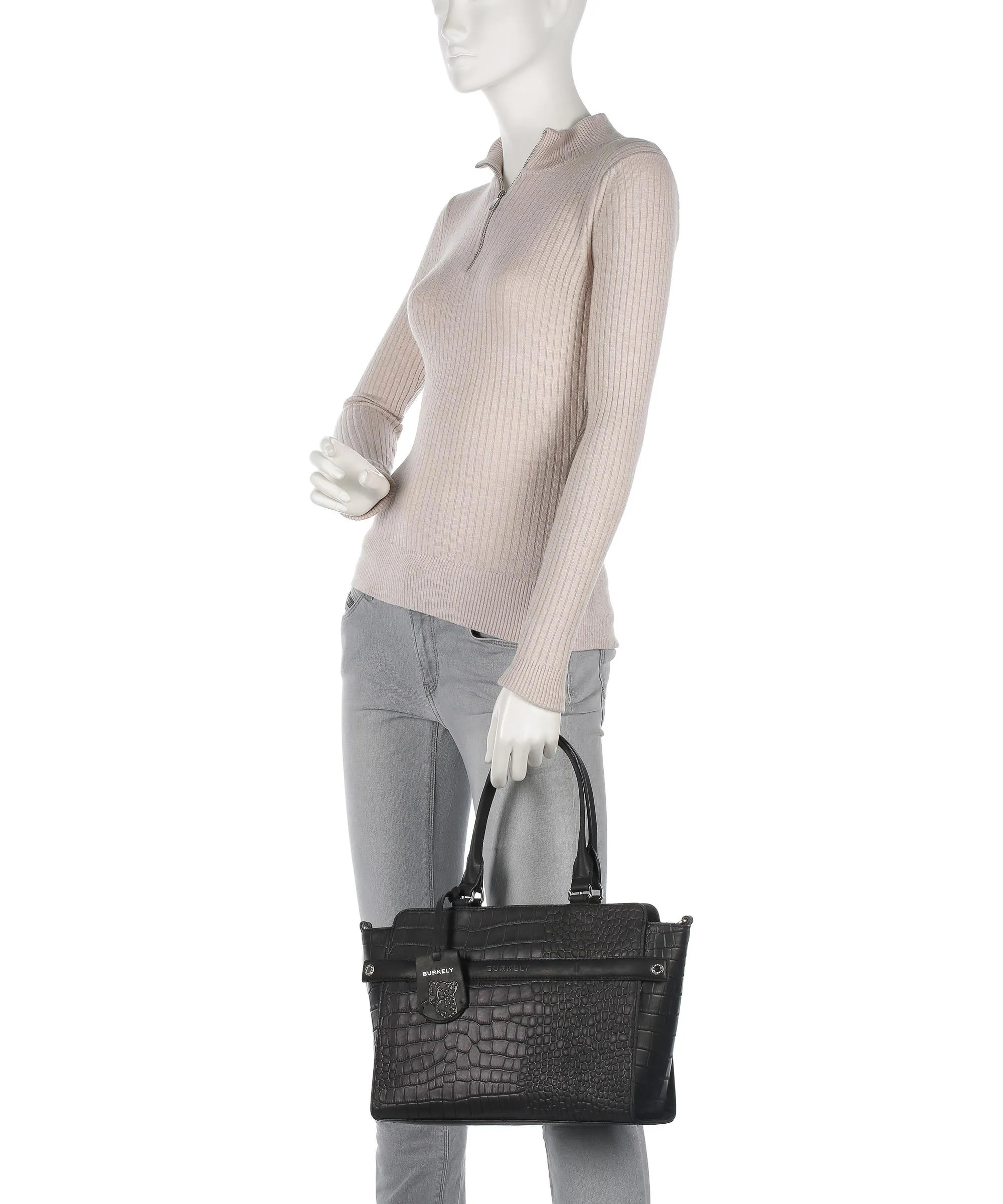 Burkely Casual Cayla Borsa a mano pelle in rilievo nero  