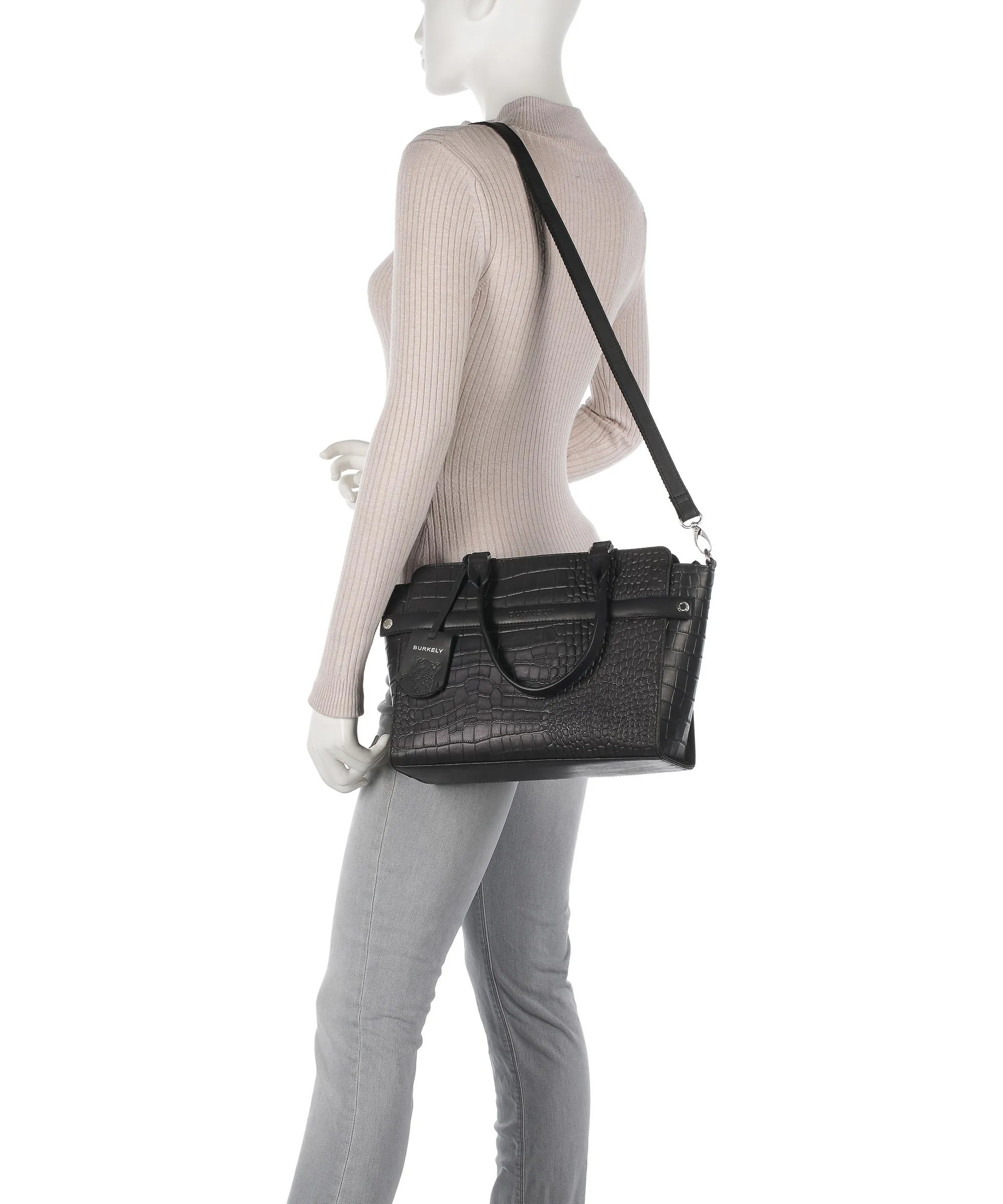  Burkely Casual Cayla Borsa a mano pelle in rilievo nero  