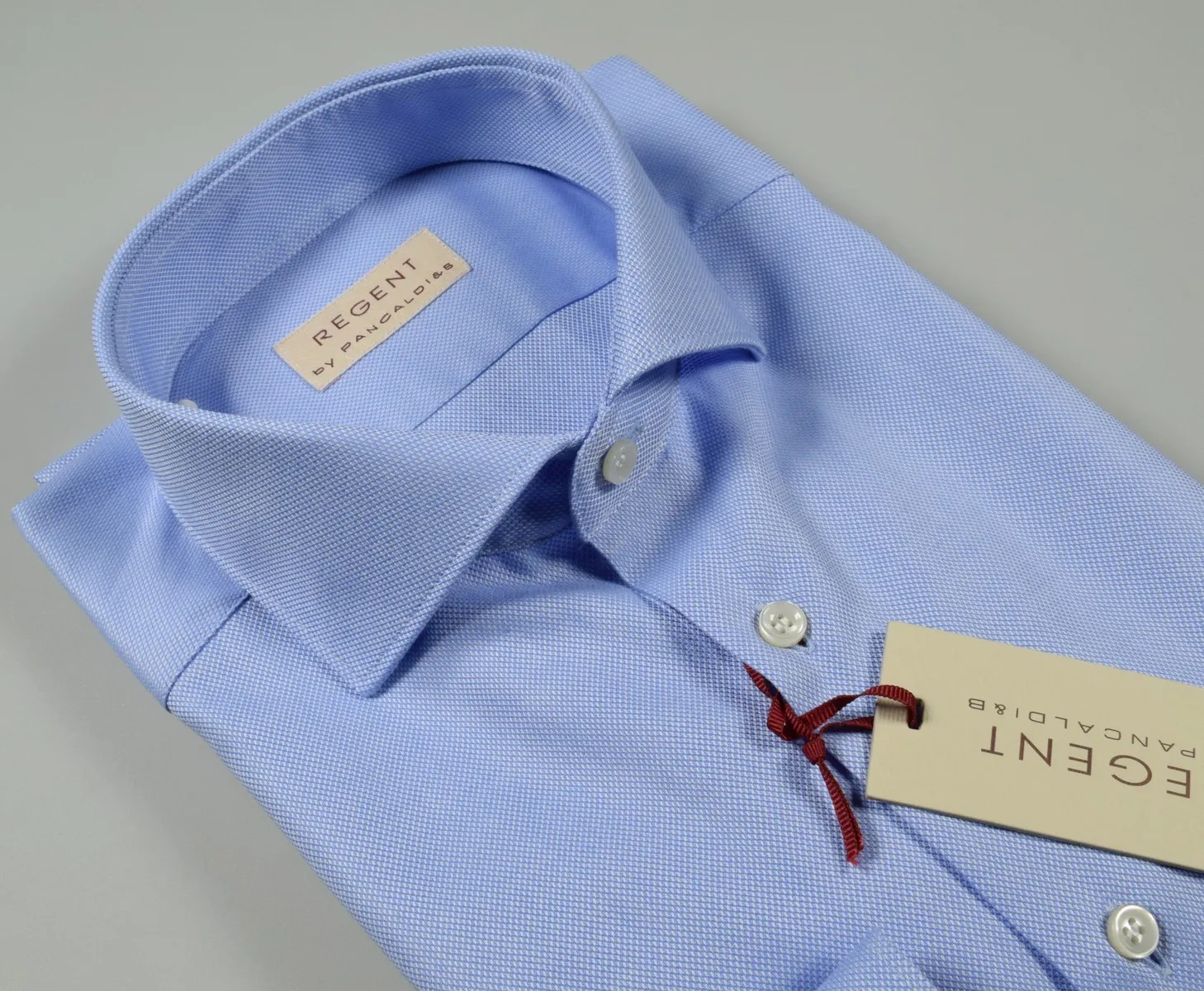 Camicia azzurra slim fit pancaldi cotone oxford alto pregio