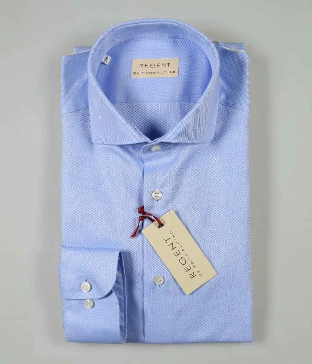 Camicia azzurra slim fit pancaldi cotone oxford alto pregio