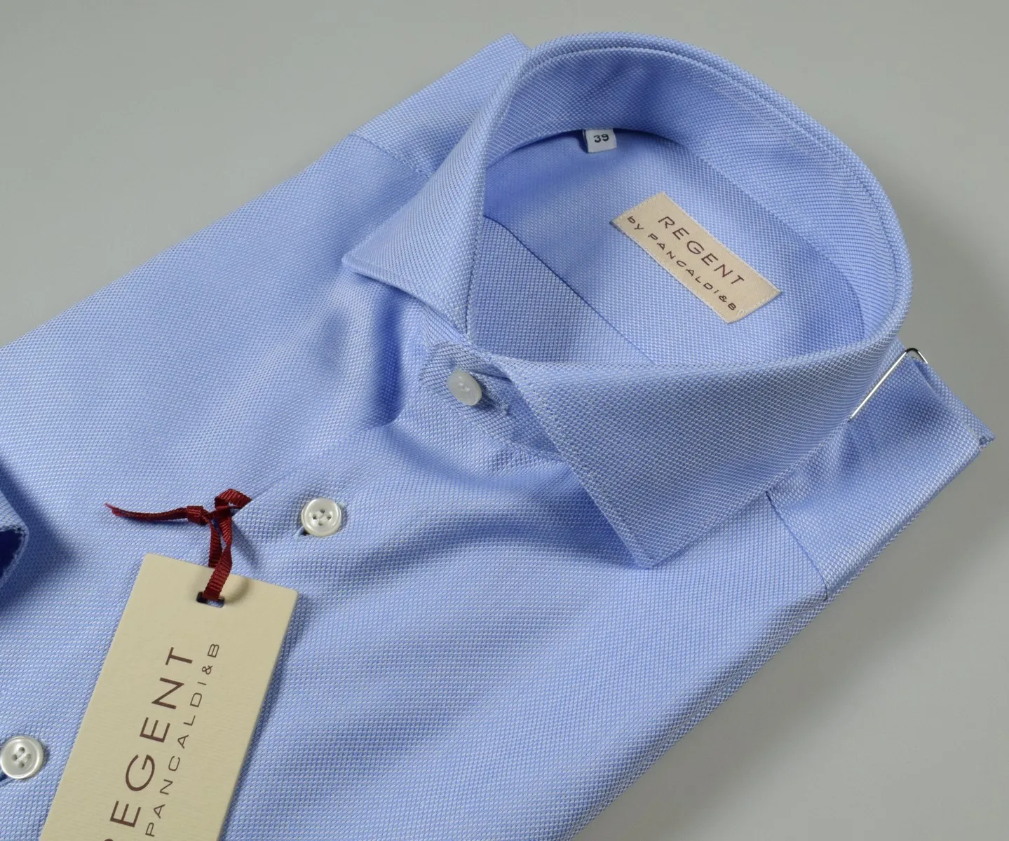 Camicia azzurra slim fit pancaldi cotone oxford alto pregio