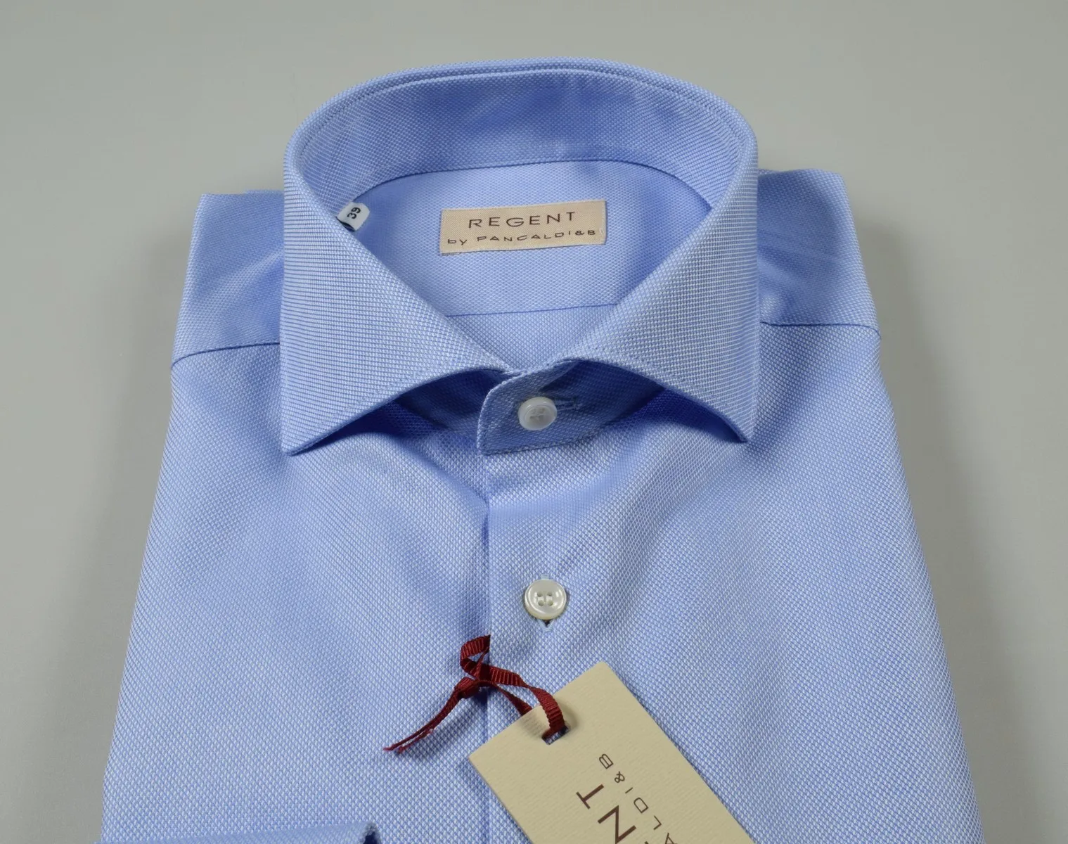 Camicia azzurra slim fit pancaldi cotone oxford alto pregio