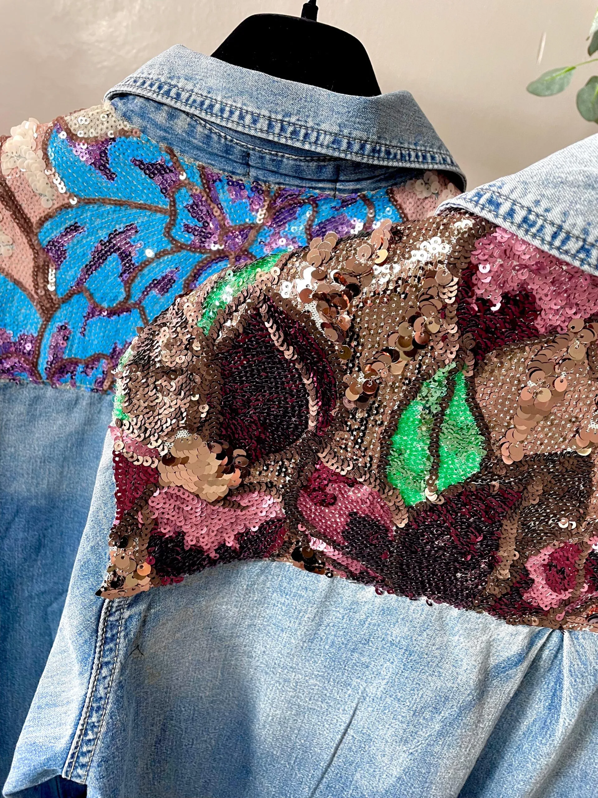 Camicia Jeans Paillettes Azzurra