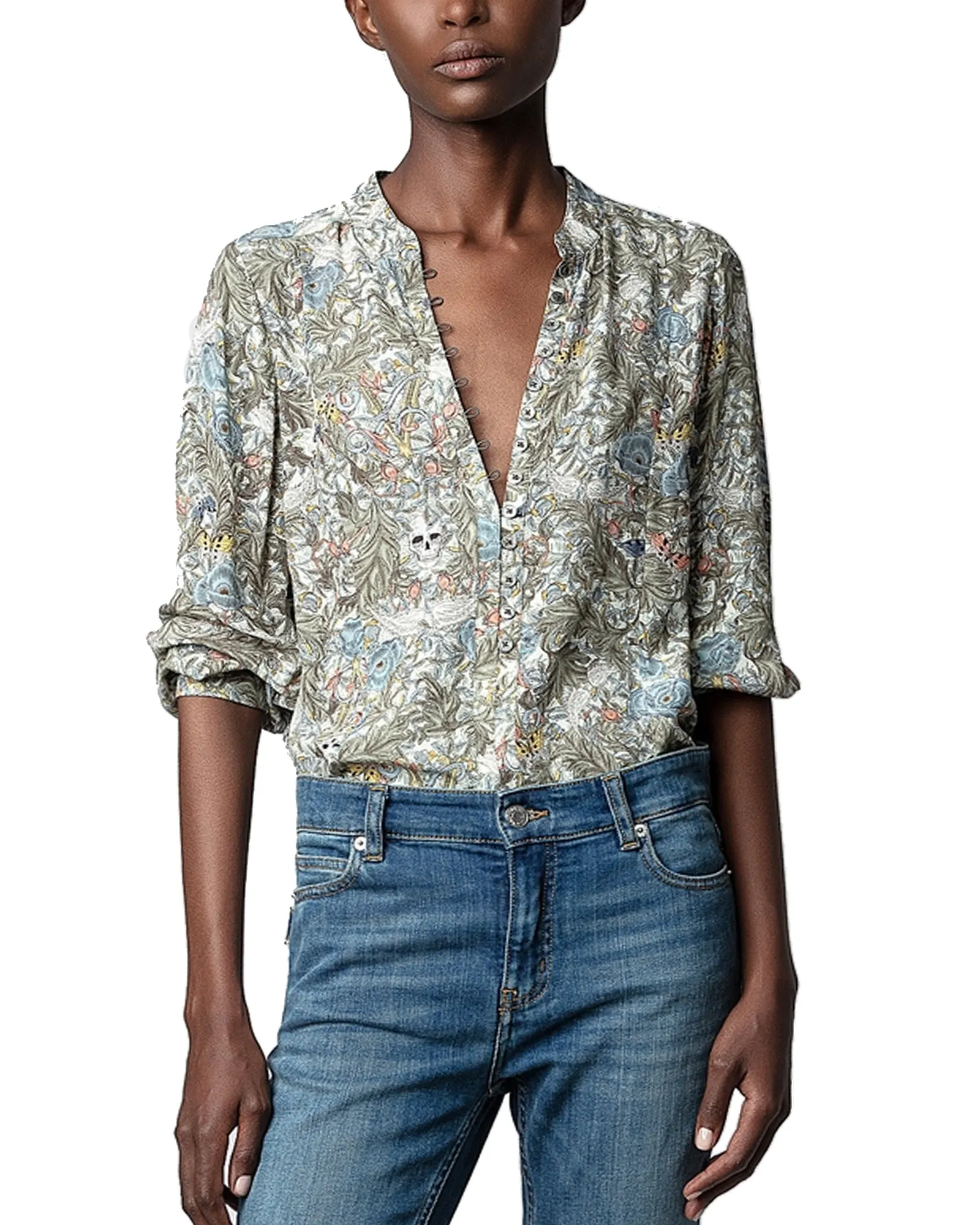 Camicia Twina Soft British Flowers kaki