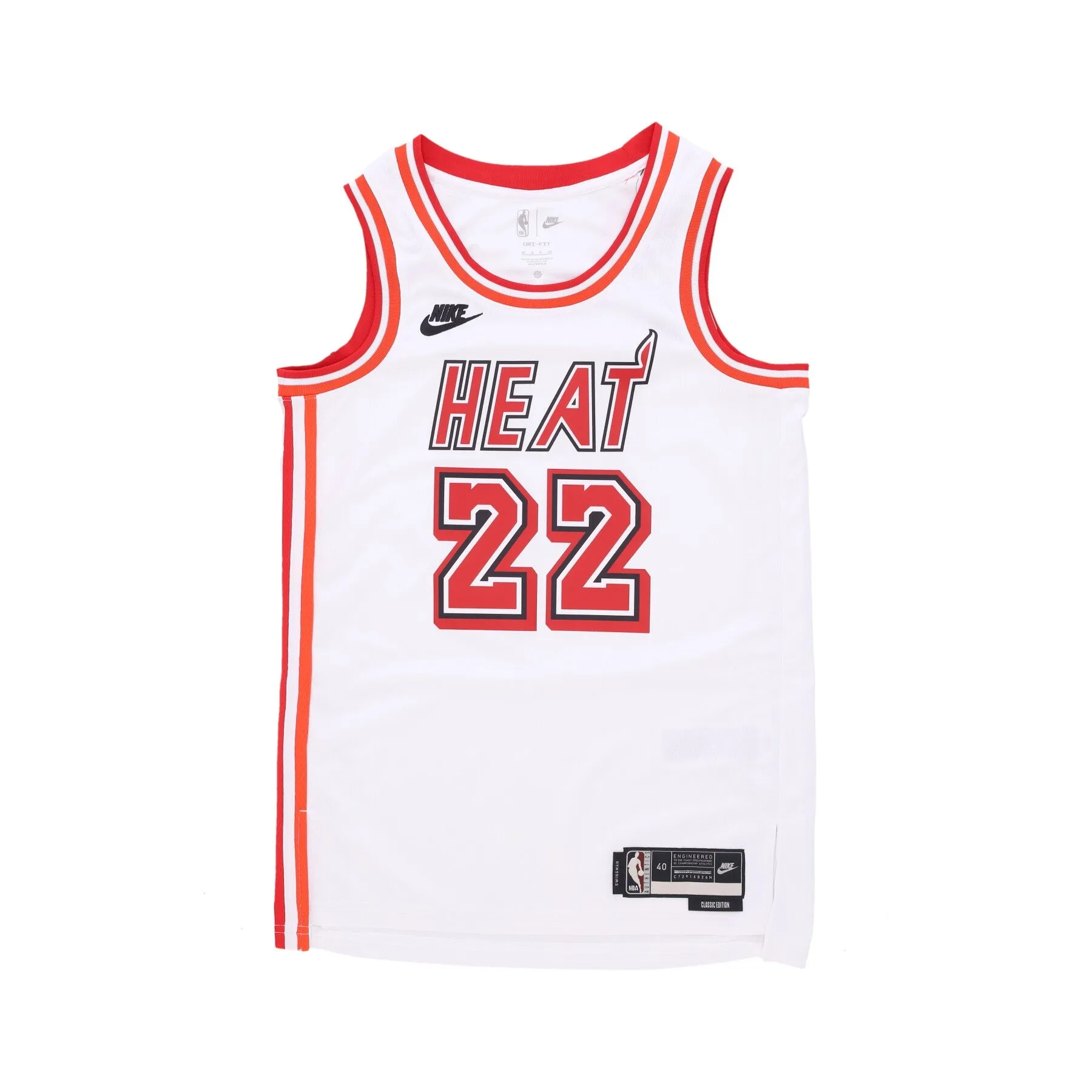 Canotta Basket Uomo Nba 22 Dri-fit Swingman Jersey Hardwood Classics No 22 Jimmy Butler Miahea White