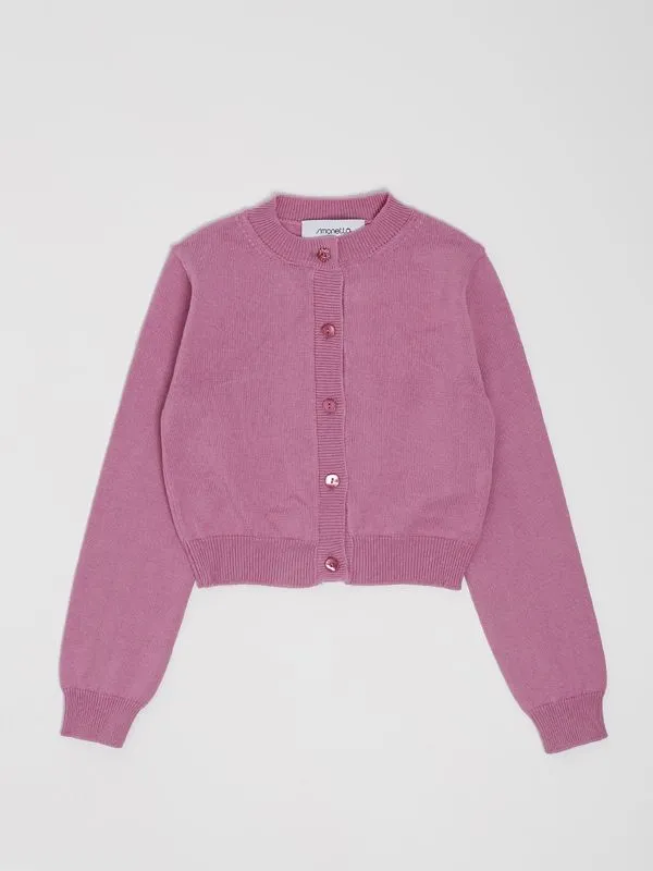Cardigan bambina Simonetta in cotone e cashmere Rosa