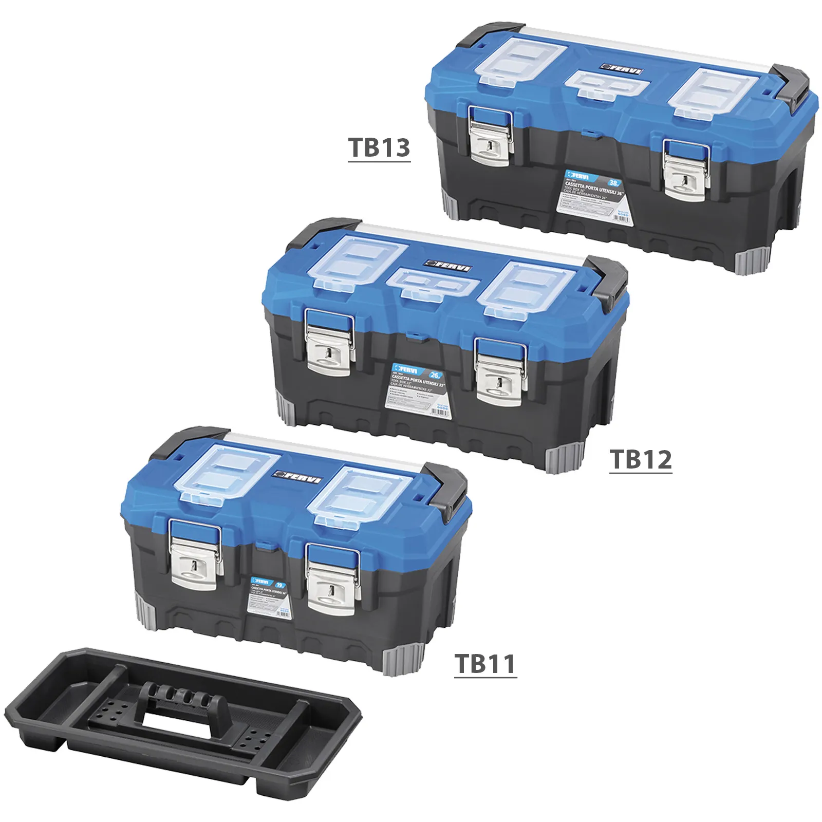 Cassetta Porta Utensili Rinforzata FERVI in Plastica Organizer Minuterie Cerniere Metallo Vassoio Rimovibile (Venduta VUOTA) ser