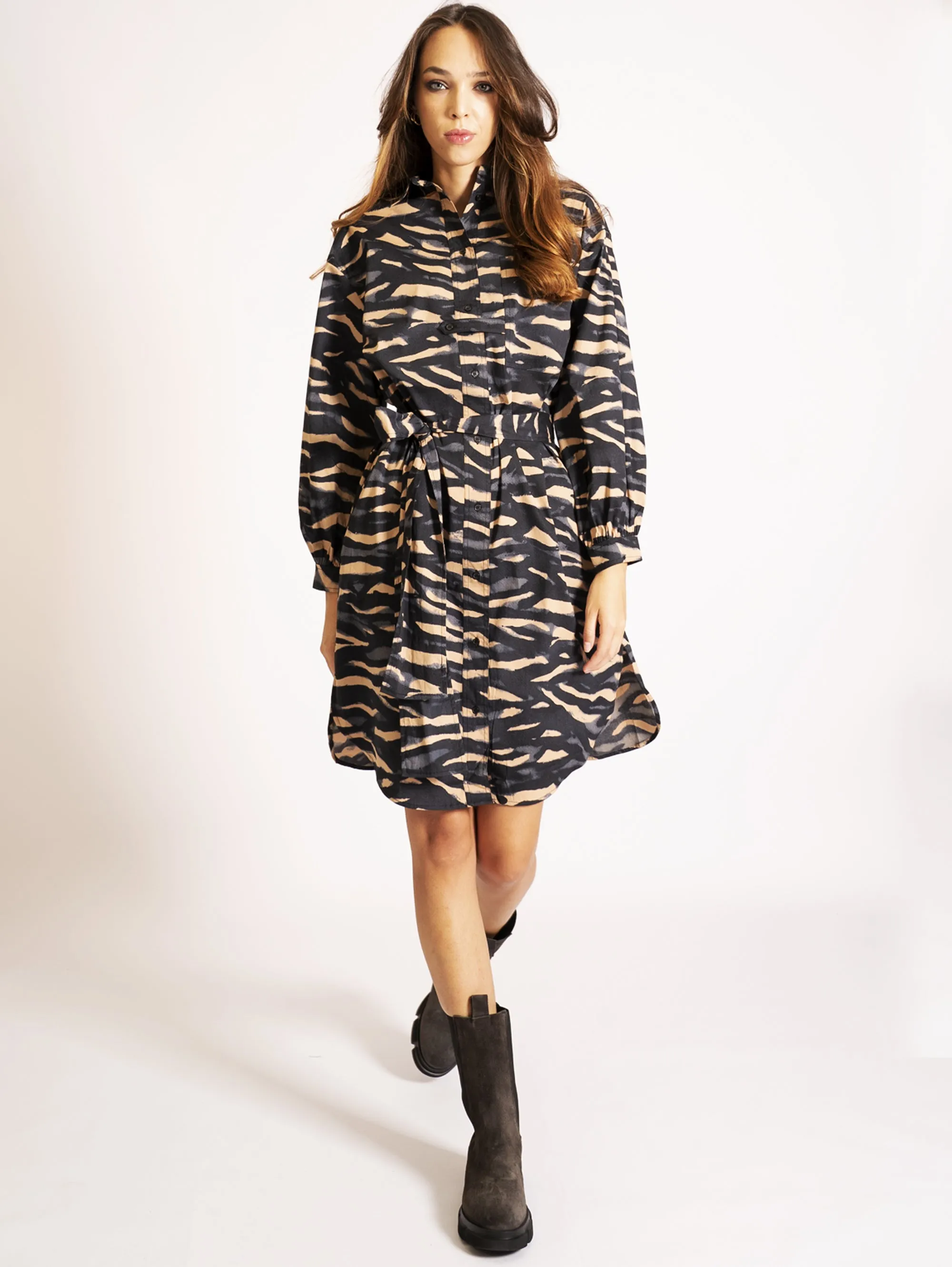 Chemisier Stampa Zebra Nero/Beige