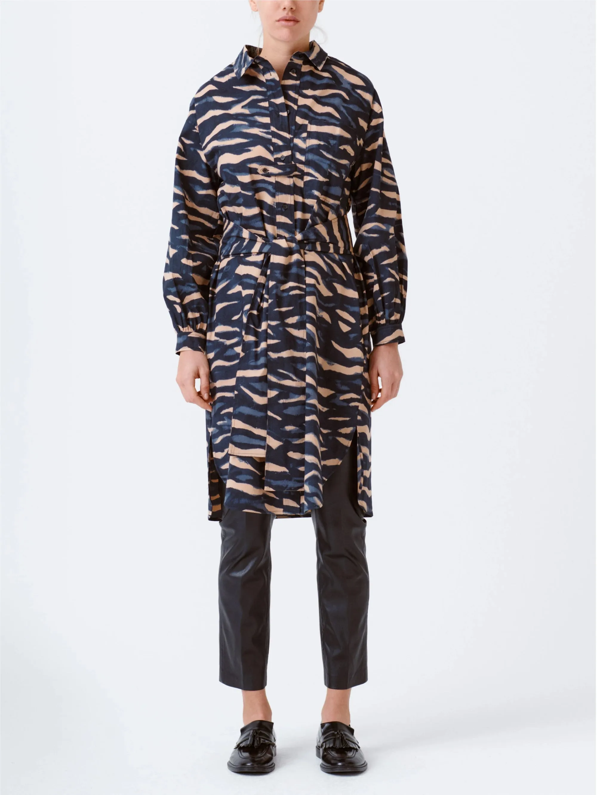 Chemisier Stampa Zebra Nero/Beige