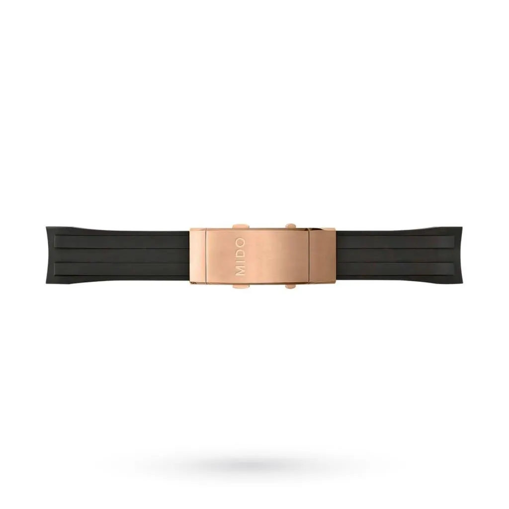 Cinturino Mido gomma nero 22mm deployante PVD