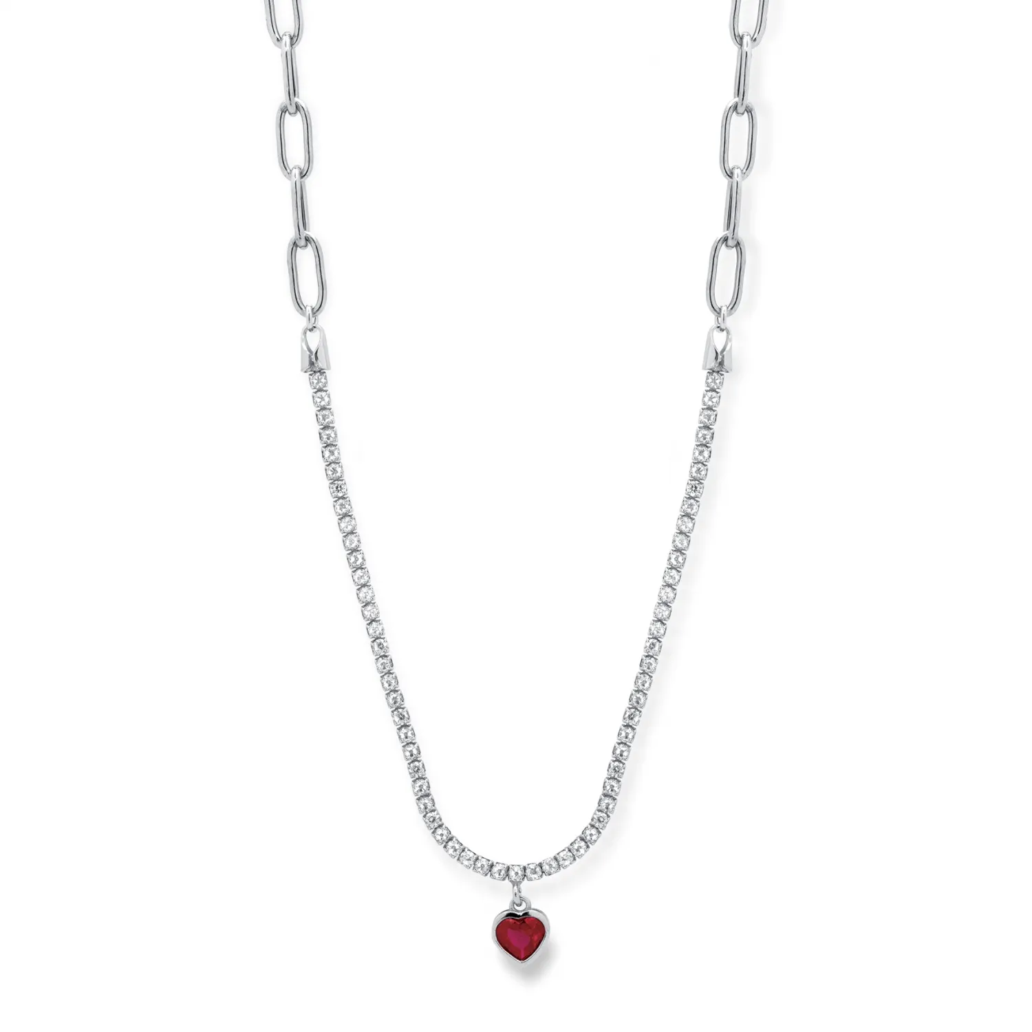 Collier Tennis con Cuore in Argento 925