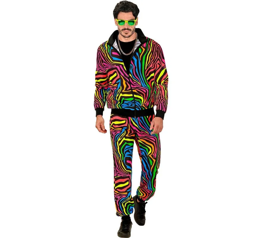 Costume Tuta Animalier Arcobaleno Fluo per adulto