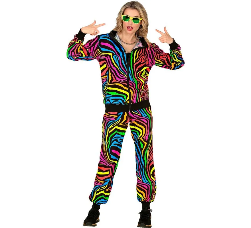 Costume Tuta Animalier Arcobaleno Fluo per adulto