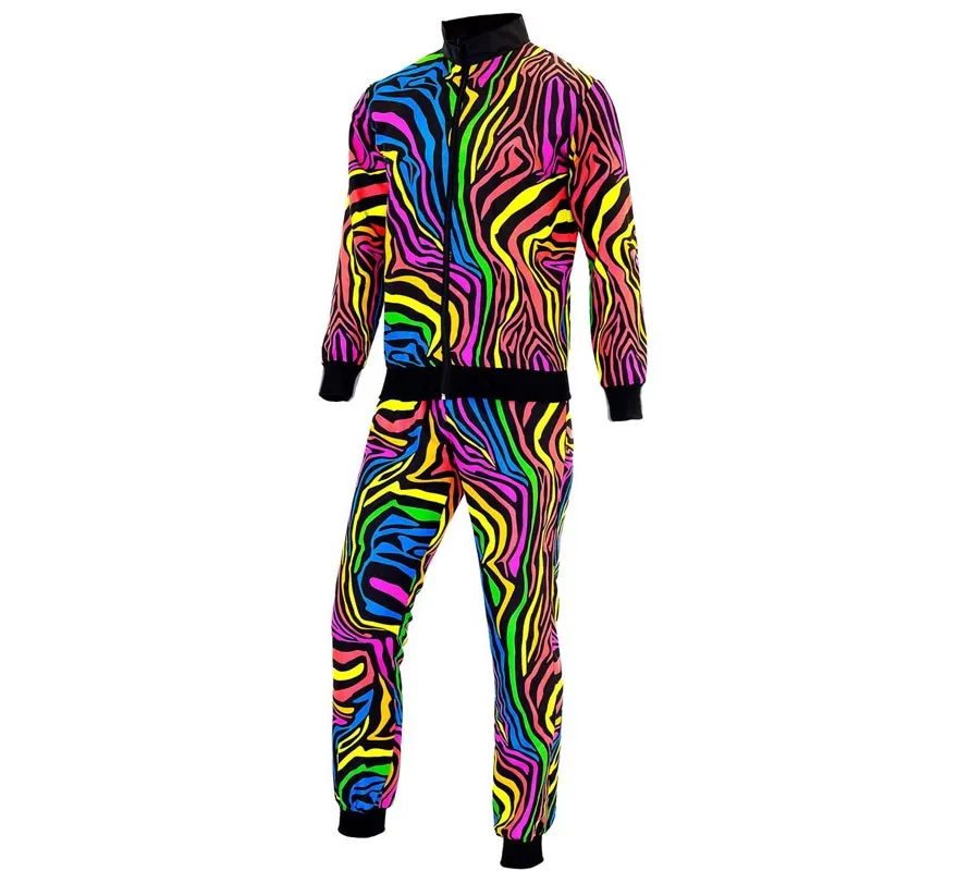 Costume Tuta Animalier Arcobaleno Fluo per adulto
