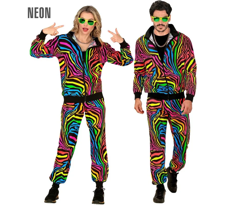 Costume Tuta Animalier Arcobaleno Fluo per adulto
