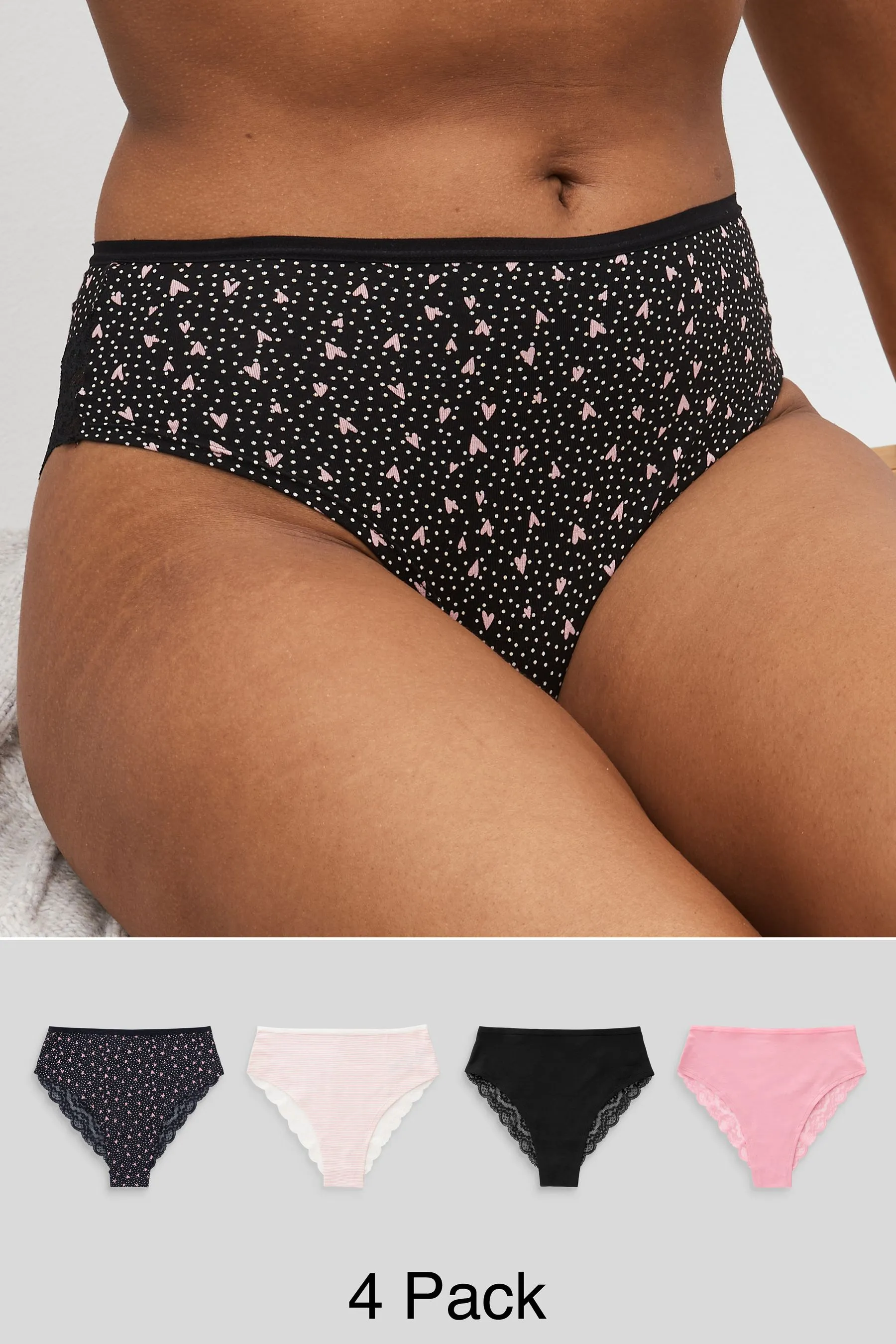 Cotone e Pizzo Slip 4 Confezione