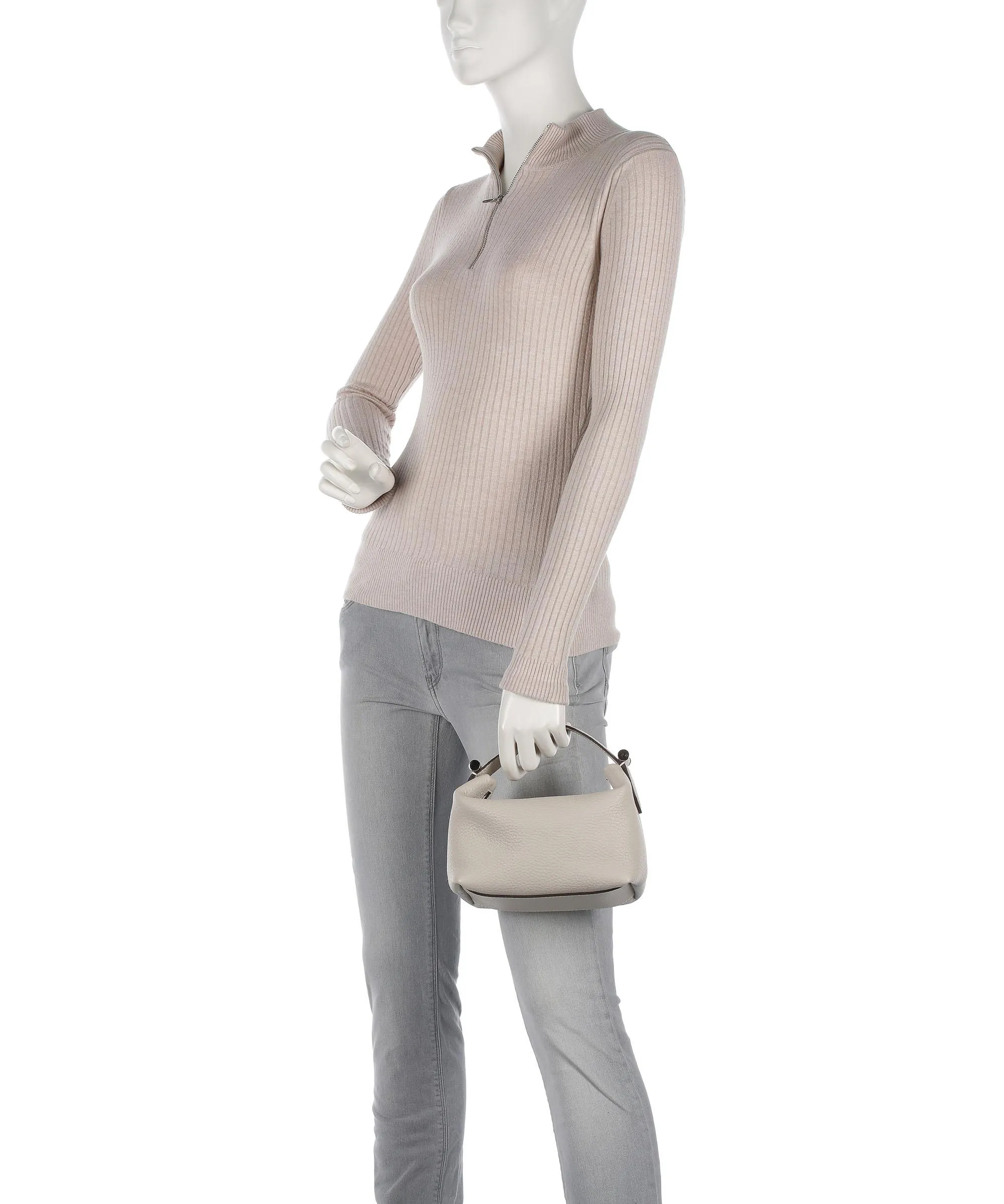  Decadent Copenhagen Cally Box Bag Borsa a mano pelle granulata avorio  